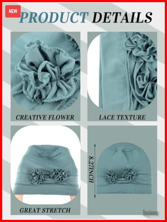 6 Pack Stretchy Soft Turbans Cancer Caps for Hair Loss Women Headwear main image 3
